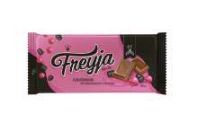 Mynd FREYJA Súkkulaði m. hindberjaperlum og lakkrískurli 20x100g 